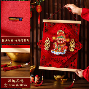 New Year Snake Year Spring Festival Decorative Wooden Strip Wealth God Lucky Charm Hanging Ornament Living Room Decoration