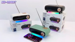 Loa Bluetooth NS-998BT hỗ trợ FM đèn LED RGB đổi màu âm thanh rõ nét loa mini không dây tiện mang theo