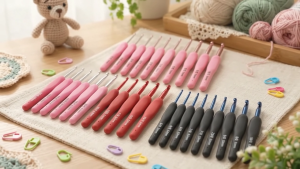 Bộ Móc Len 9 Cây Cán Mềm 2.0-6.0mm Bộ Kim Móc Len Cán Đỏ Cán Hồng Cán Xanh Đen Dụng Cụ Móc Len Handmade