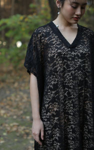 Dance Flower Meat D99 Vintage High Quality Super Long Draping Slimming Fairy Black Lace plus Size Dress Elegant Simple Style