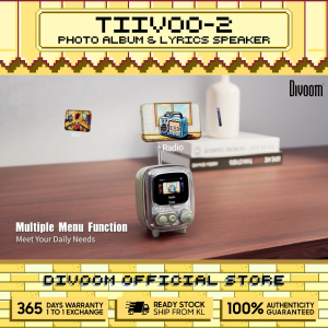 Divoom Tiivoo-2 Photo Album & Lyrics Speaker Pixel Art Creation & FM Radio - Tender White