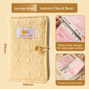 Large Capacity Waterproof Cash Saving Book 2025 New Style Check And Deposit Slip Holder Bear Cartoon Cover Note Book