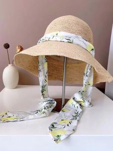 Handmade Crochet Fairy Tale Style Straw Fisherman Hat Womens Summer Sun Protection Versatile Princess Hat Travel Wide Brim Hat