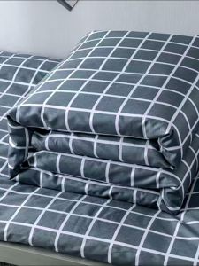 Bộ Ba Món Chăn Ga Gối Giường Kẻ Caro Cho Ký Túc Xá Trường Học Giường Hai Lớp Du Lịch Bảo Hiểm Y Tế Phòng Khám