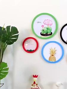 Round Wooden Picture Frames Creative Gift DIY Wall Hanging Wood Picture Holder Wall Mounted Photo Frame Round Home Decoration