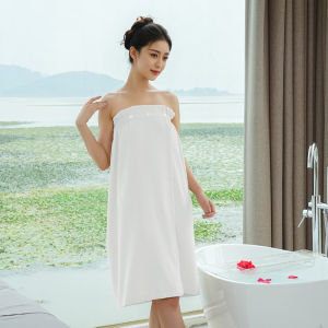 Beaient Beauty Salon Bath Skirt with Open Button Can Wear Home Sleepwear Gown Massage Clothes Pure Color Bath Robe Prevent Exposure