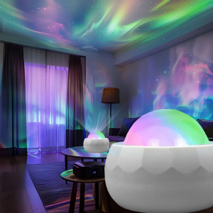 7Colors Aurora Starry Sky Projector Light Remote Auto Rotate LED Night Light USB Ambient Light for Party Disco Office Room Decor