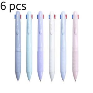 6-Pack Multicolor Ballpoint Pens 0.5mm Four-In-One Colored Pens Macaron Multi-color Pens Mixed Ink Four-Color Ballpoint Pens
