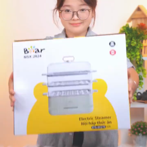 Nồi Hấp Điện 3 Tầng 12L Đa Năng Bear DZG-CA2G2 (EFS-4H27E) - Khây Hấp Bằng Thép - Hàng Chính Hãng