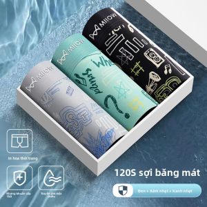 Quần lót nam MiiOW bằng ice silk in họa tiết thể thao cạp vừa