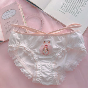 หวานๆกระต่าย ~ กางเกงในขอบลูกไม้น่ารักสไตล์ญี่ปุ่นสำหรับสาวๆกางเกงในทรงสามเหลี่ยมผ้าฝ้ายแท้สำหรับนักเรียนโลลิต้าสาวอ่อนโยนสวยหวาน