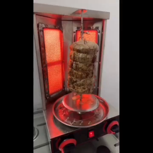 XINHONG เครื่องย่างไก่ ย่างตะวันออกกลาง Vertical Broiler With 2 Burner เครื่องย่างหมู Propane Doner Kebab Machine สแตนเลส ไฟฟ้า ระบบทำความร้อนแบบสม่ำเสมอ