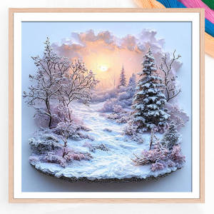 New Arrivals Print Canvas Painting 11ct Cross Stitch Kit Winter Landscape Sunset Handmade Gift for Living Room