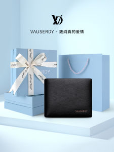 VAUSERDY Genuine Leather Wallet Mens Top Layer Cowhide New 2025 Model Gift for Husband Boyfriend Youth Vertical Short Wallet
