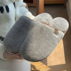 Japanese Style Cotton Slippers Couples Indoor Home Warm Anti-Slip Plush Ladies 2025 New Autumn Winter Slip-On Shoes for Men And Women