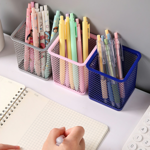 Giỏ Đựng Bút Lưới Sắt Văn Phòng Để Bàn - Ống Đựng Bút Kim Loại VUÔNG Văn Phòng Phẩm BEAU4