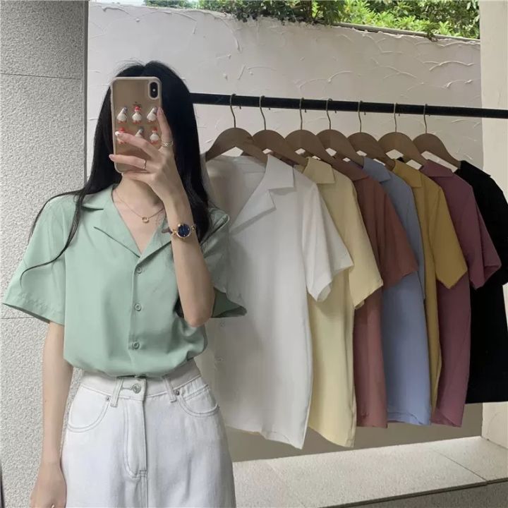 Áo Sơ Mi Nữ Cổ Vest Ngắn Tay Chất Cao Cấp Cực Mát Mịn Không Nhăn
