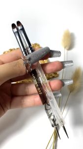 Cọ chùi french nail LC cao cấp tích hợp 2 đầu chùi french và chấm bi tiện lợi 2 size 12 14 màu trắng và màu đen