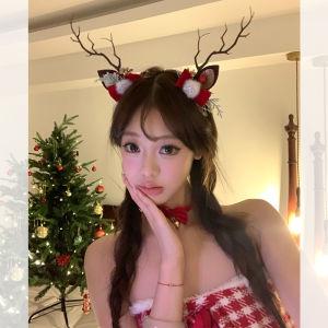 Jingle Bell ~ Christmas Long Antlers Barrettes Female Bows Fur Ball Side Clip Side Clip Sweet Mori Hair Accessories