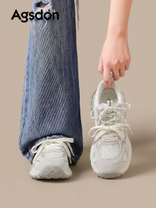 Agsdon | Dad Shoes White Thick Sole Breathable Casual Sport Shoes