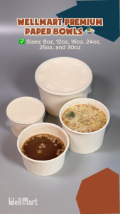 Wellmart 25pc/pack Restaurant Grade Paper Bowl perfect for soups fries icecream 8oz1216242530