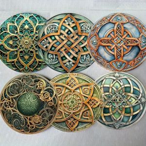 This 6-piece set of colorful printed coasters with mandala flower patterns is suitable for table decoration and Christmas gifts