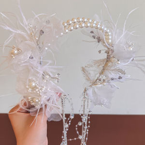 Stylish Crystal Pearl Tassel Headband