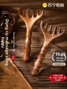 Lược Massage Huyệt Đạo Bằng Gỗ Đàn Hương Tự Nhiên Hình Sừng Nai Sáu Răng Trị Liệu Đầu Dụng Cụ Cào Da Đầu Năm Ngón Chăm Sóc Cá Nhân Gia Đình