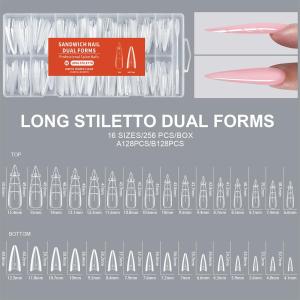 256pcs Sandwich Nail Dual Form Set Quickly Building Full Cover Tips Nail Extension Form Clear French Tip Manicure Tool