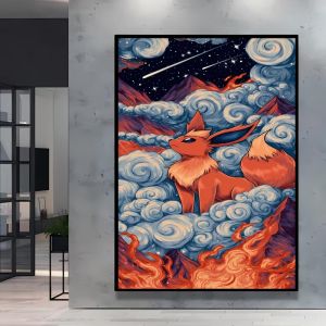 KAYOU | 1PC Canvas Printing Pokemon Starry Sky Poster Wall Art Modern Living Room Multi Functional Decoration Gift Collection Poster