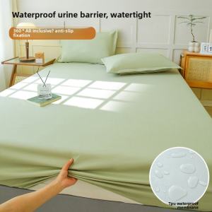 Waterproof Bed Canopy Single Piece Urine Proof Breathable Mattress Protector Dustproof Comforter Cover Non Slip Bed Sheet Set