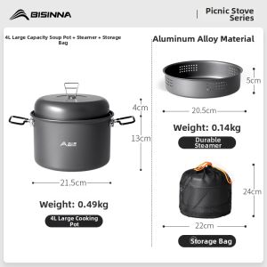 BSWOLF | Outdoor Camping Cooking Pot Set Aluminum