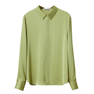 AMII | Sleek Professional Style French Plain Satin Fashionable Slimming Women Shirt