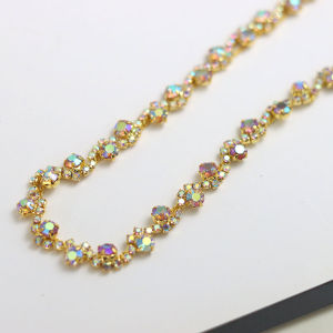 Multi-Color S-Shaped Glass Rhinestone Chain for Dress Collar Skirt Wedding Dress Waist Decoration Hand-Sewn Rhinestones