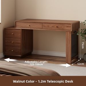 DONGMU | Wooden Extensible Corner Table Desk Shelf Drawer Dressing Table
