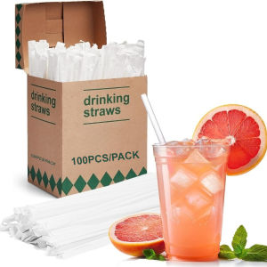 100 Chiếc Ống Hút Trong Suốt Được Đóng Gói Riêng Biệt Dùng Một Lần Cho Tiệc Gia Đình Tiệc Cưới Sữa Nước Ép Sữa Lắc Cà Phê Kích Thước Phù Hợp