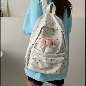 กระเป๋าเป้สะพายหลัง กระเป๋านักเรียน พิมพ์ลาย จุของได้เยอะ สําหรับผู้หญิง พาดล้องใส