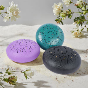 DOZZLY Steel Tongue Drum 11 Notes 8 Inches Rain Drum for Outside Garden Rain Chime Instrument for Yoga Meditation Musical Toy