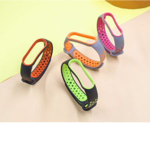สำหรับวง Xiaomi Band 7 Mi Band 6 Mi Band 5 Mi Band 4 Mi Band 3 Two-Tone Sport สายซิลิโคนผู้หญิงผู้ชาย Xiaomi Smartwatch 7 6 5 4 3 สายรัดระบายอากาศ