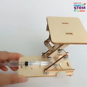 STEM tiểu học: Mô hình Bàn Nâng Thủy Lực bằng gỗ. Đồ chơi lắp ráp giáo dục khoa học sáng tạo cho trẻ khám phá STEMSANPI