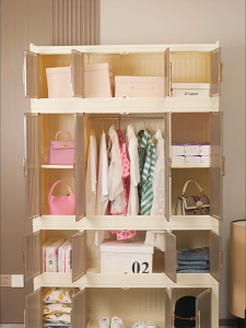 INHO L90-122cm Modern Plastic Cabinet Clothes Storage Multipurpose Foldable Storage Wardrobe