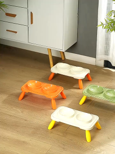 [BUY 1 GET 1 FREE] Pet Bowl with Stand Non-Slip Large Capacity Protect Cervical Spine Portable Cat Double Bowls