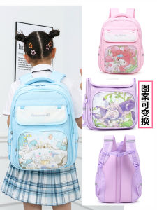 SpineProtectingChildrensSchoolBagGirlScentedDogMeilidiPatternBackpackChangeableFor1-4GradeStudentsCartoonOxfordFabric