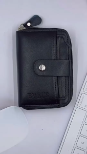 Pemegang kad akordion pendek dompet lelaki tekstur kulit biri-biri lembut slot berbilang kad dompet syiling kad lelaki