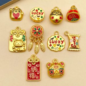 10pcs Gold-plated Metal Charms Enamel Lucky Letter Pendants for Jewelry Making Earrings Keychain DIY Accessories Supplies
