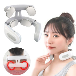 4-head Cervical Massager USB Rechargeable Electric Neck Massager with Heat Relaxation Gifts for Women Men Dad Mom