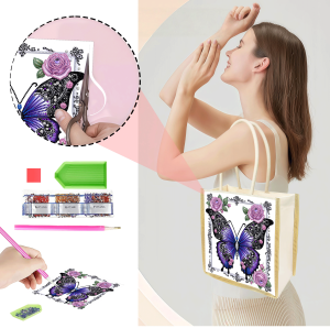 1 Túi Tranh Gắn Đá Họa Tiết Bướm Chất Liệu Vải Canvas Có Thể Thay Thế Phong Cách Hiện Đại Sáng Tạo Quà Tặng Cho Bé Gái