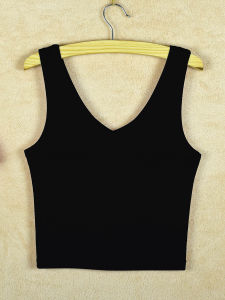 Pure Cotton Vest High Waist Short Double V-neck Womens Half-length Winter Fashionable Slimming Base Shirt New Autumn Style