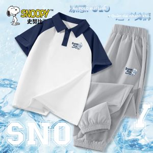 Snoopy | Bộ Quần Áo Nam Chất Liệu Kẻ Sọc Lạnh Khô Nhanh