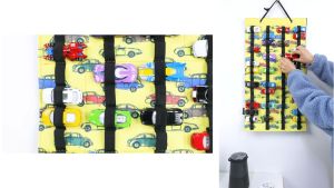 66*36cm Hot Wheels Wall Mount Display Board 60 Slots Felt Matchbox Toy Cars Hanging Organizer Bag
